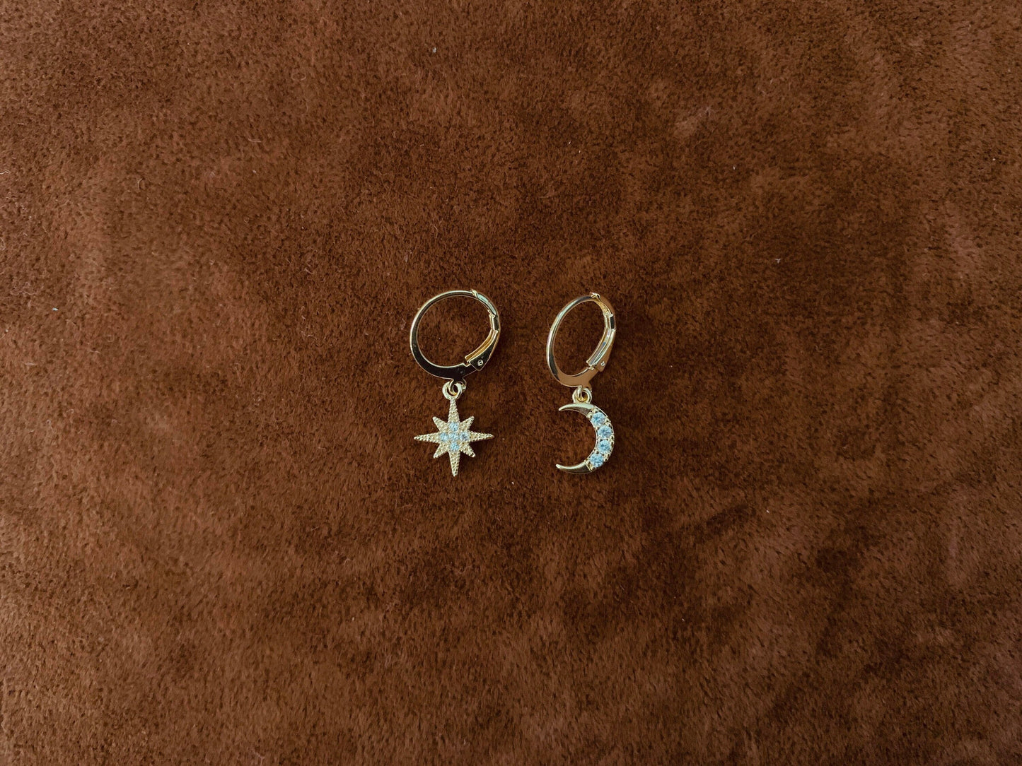 Dainty Moon and Star Huggie Hoop Earrings