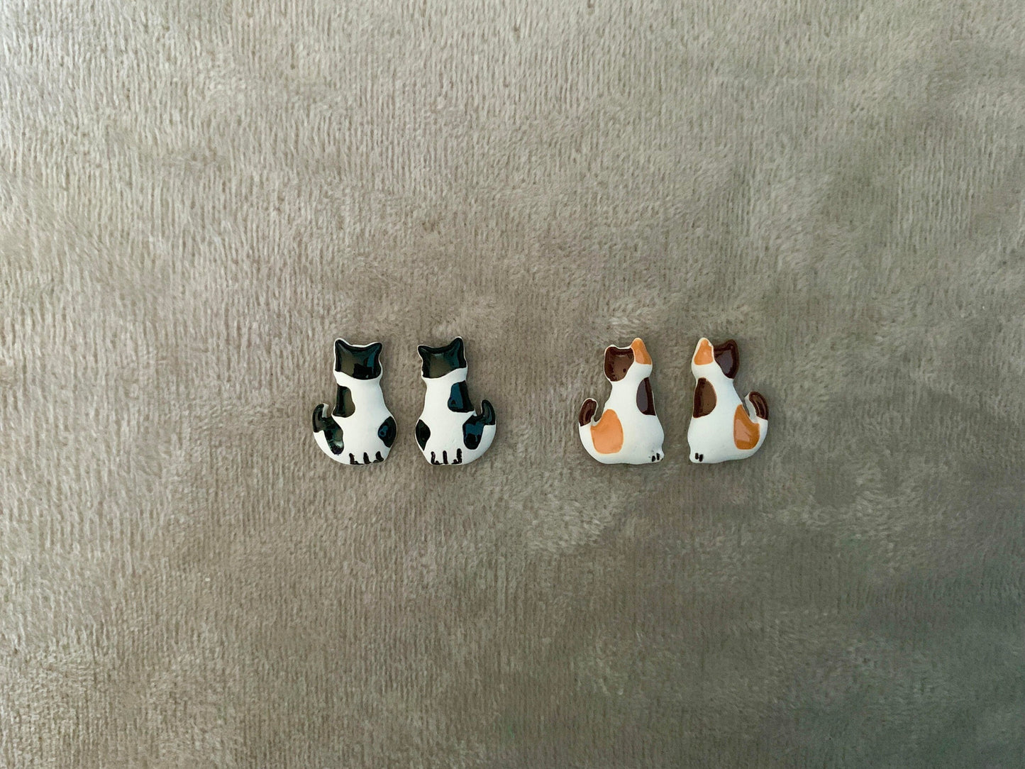Unique Calico Cat Stud Earrings