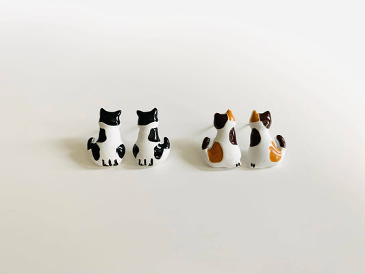 Unique Calico Cat Stud Earrings