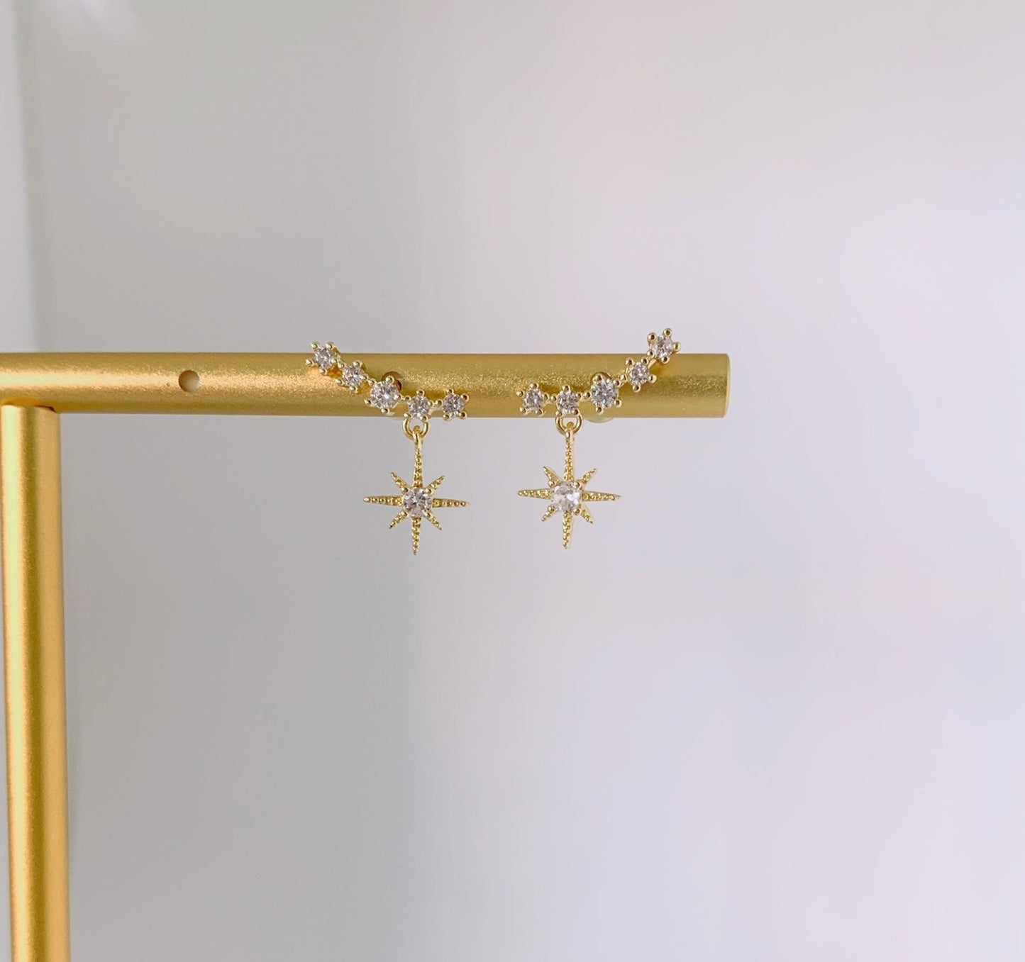 Dainty 14K Gold Plated Starline Drop Earrings