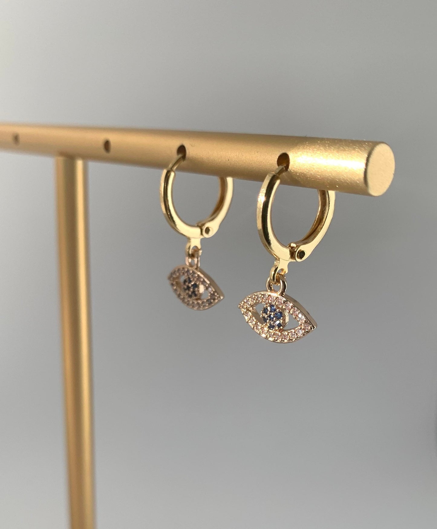 Dainty Evil Eye Huggie Earrings