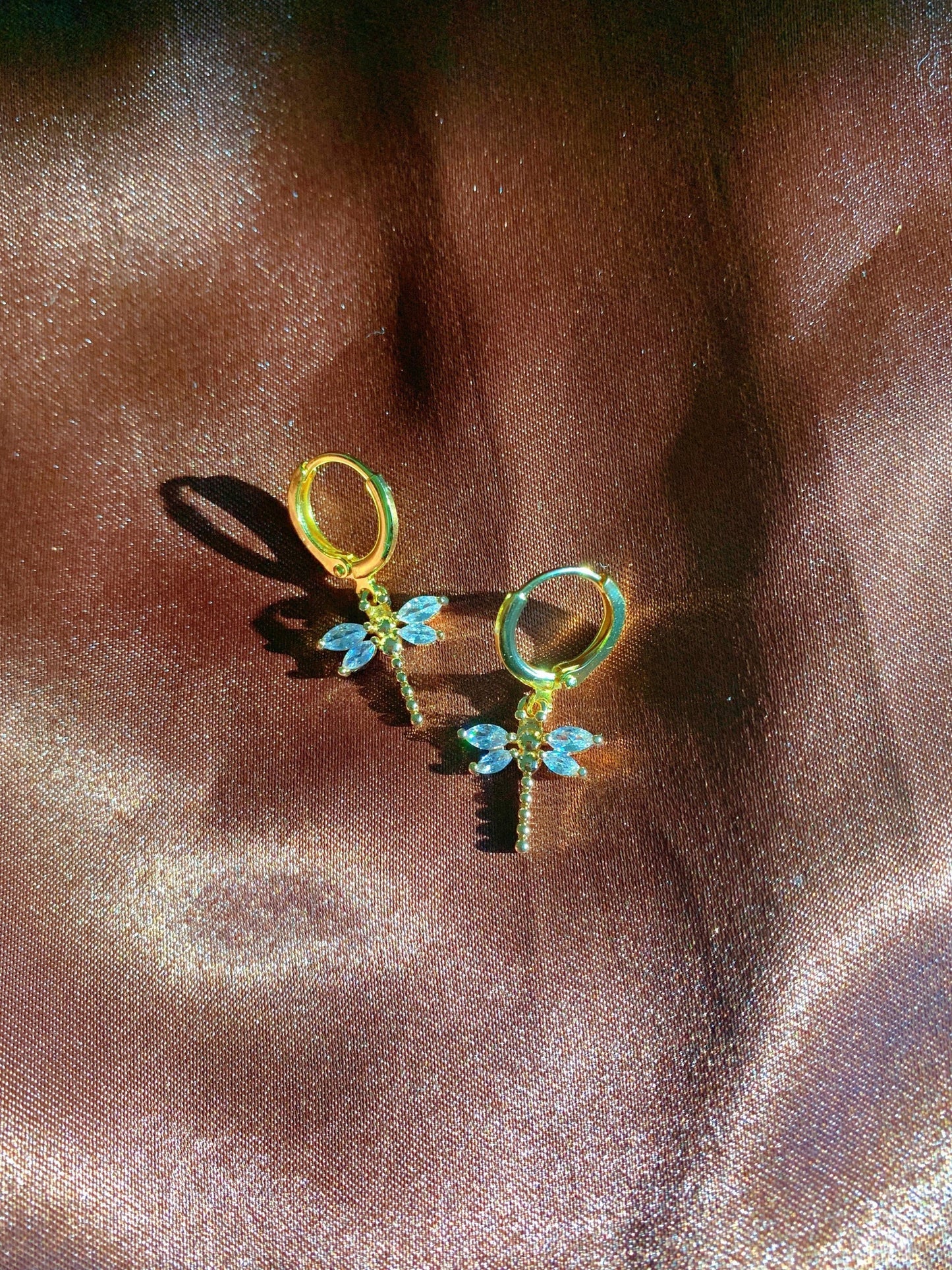 Dainty Dragonfly Huggie Earrings