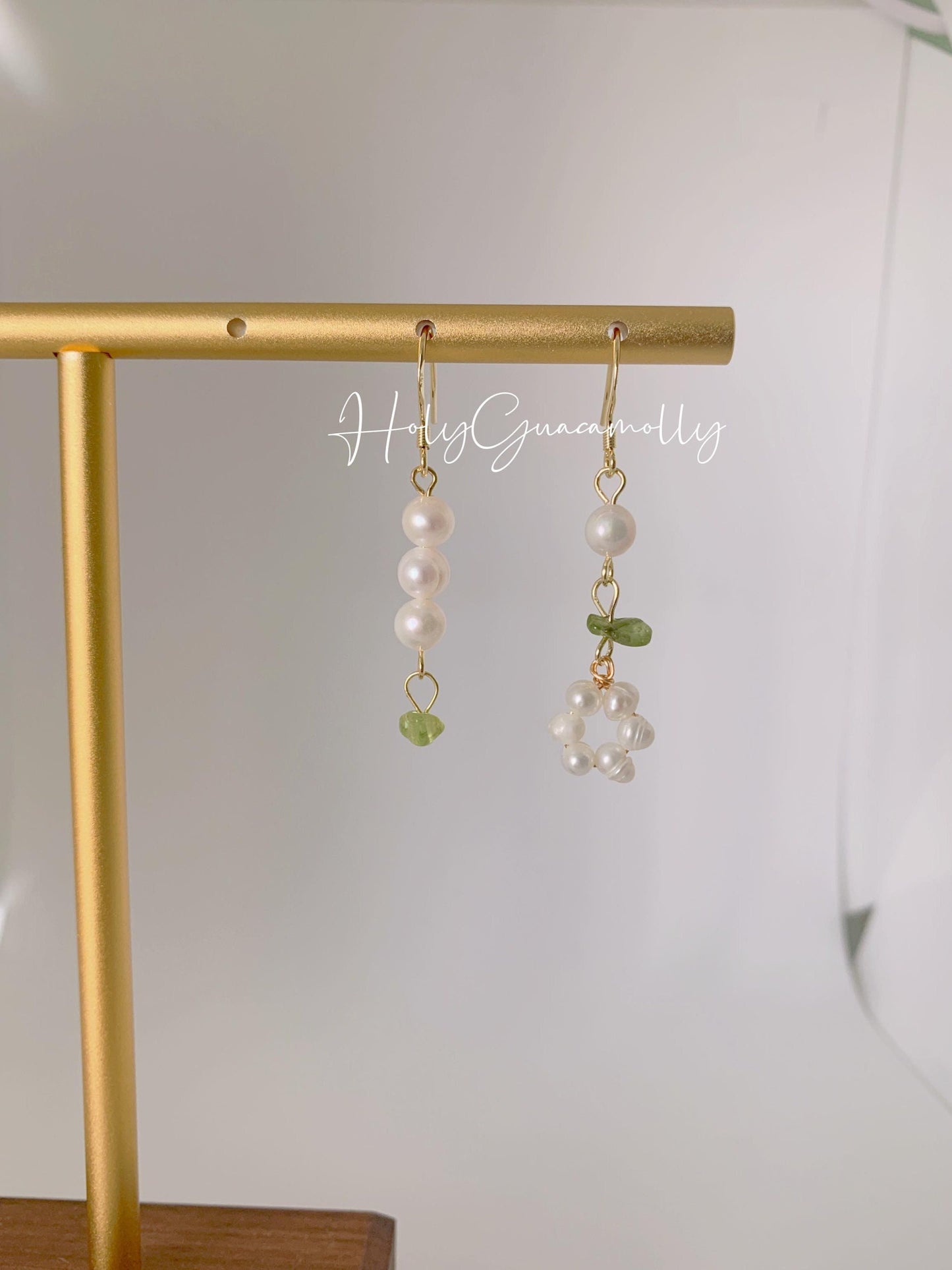 Unique Fluorite and Pearl Earrings
