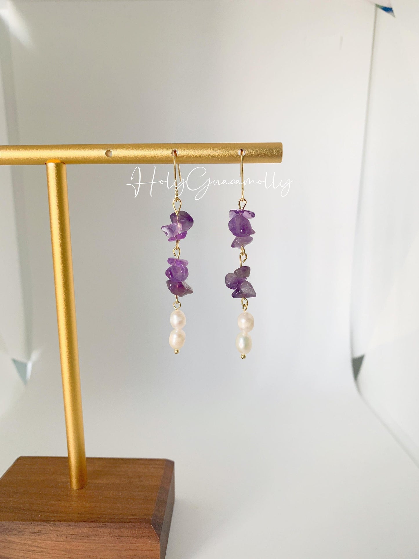 Unique Amethyst and Pearl Earrings