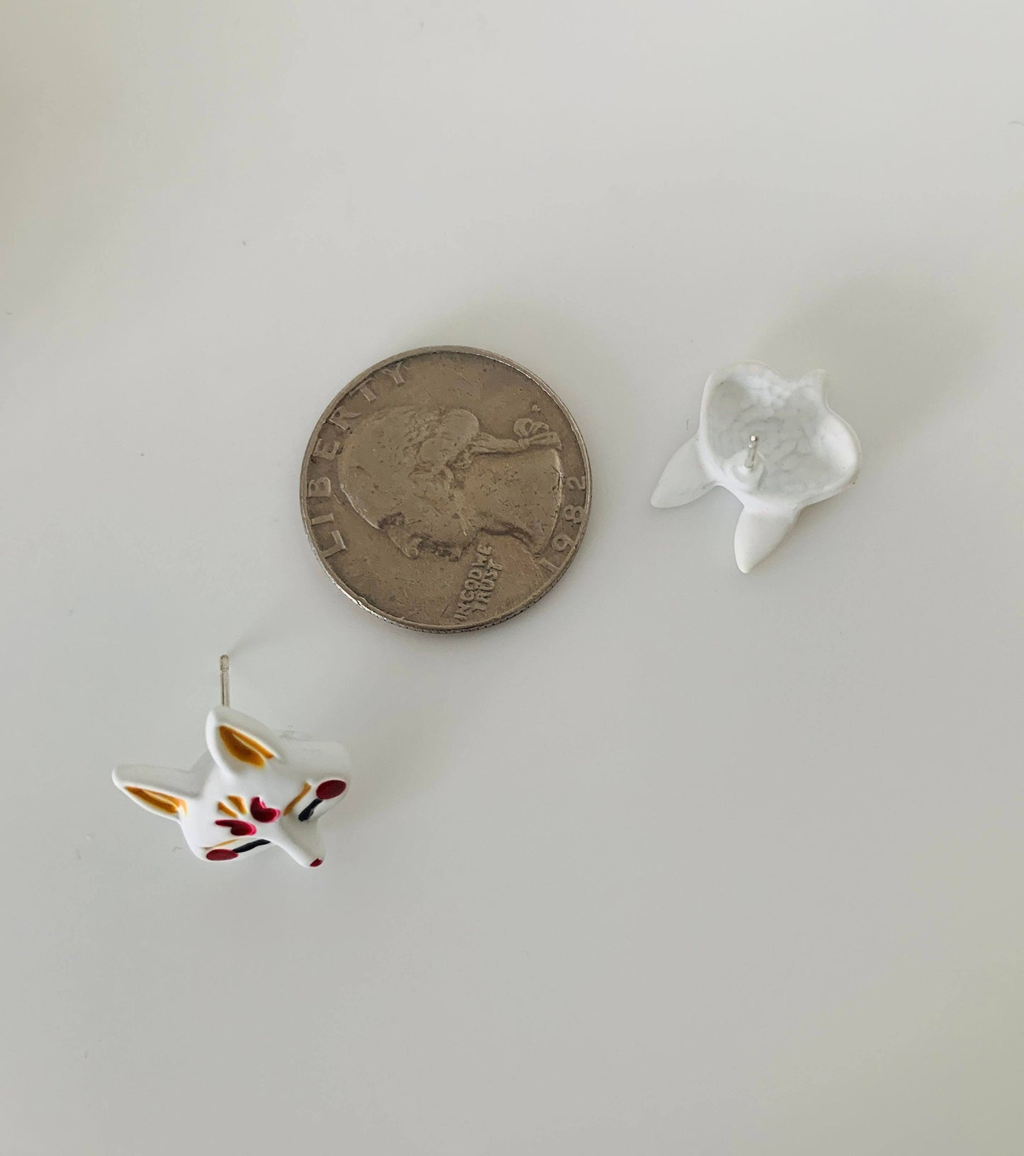 Unique Kitsune Fox Mask Stud Earrings