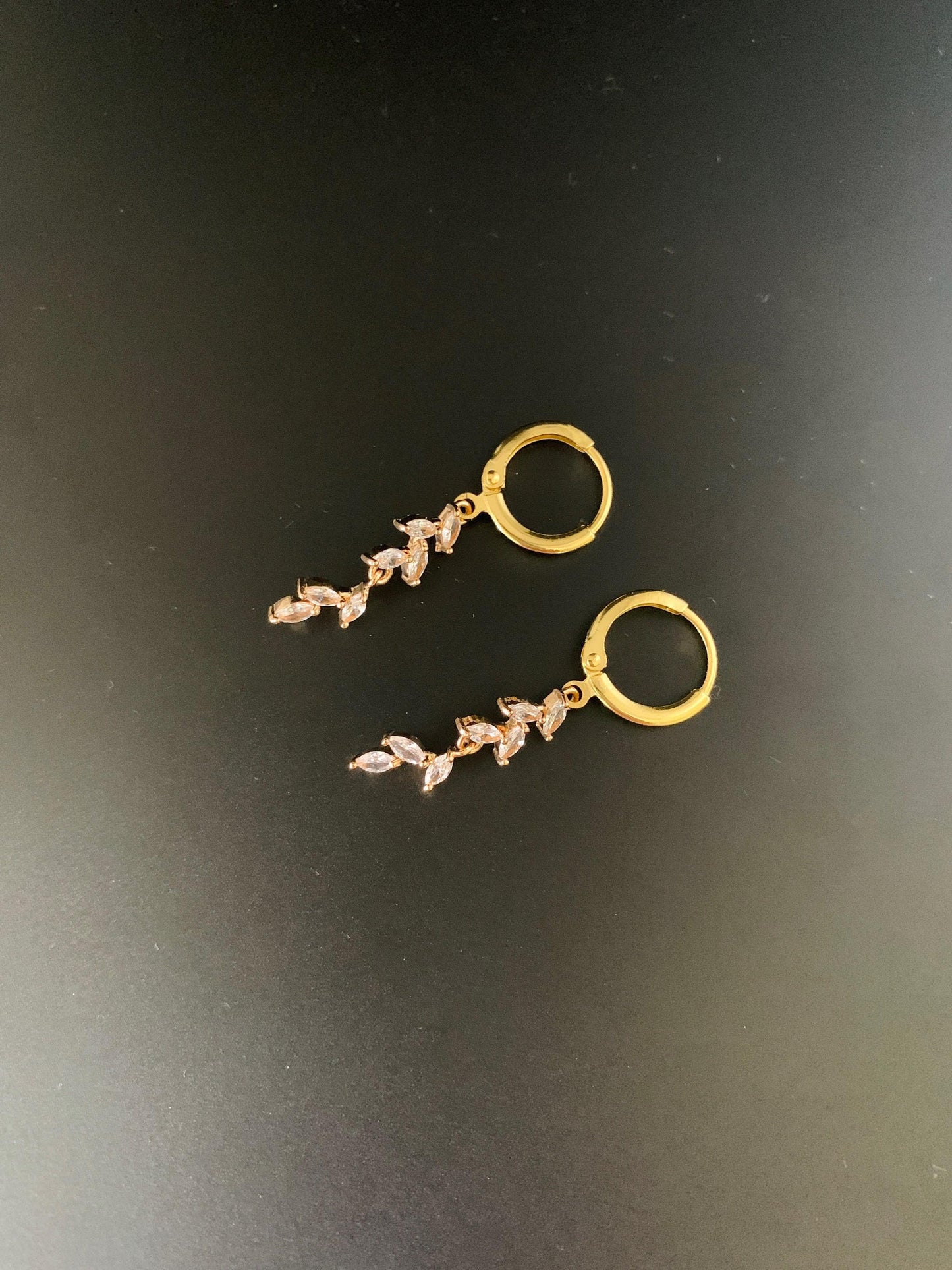 Dainty 14K Gold Plated Leaf Dangle Earrings