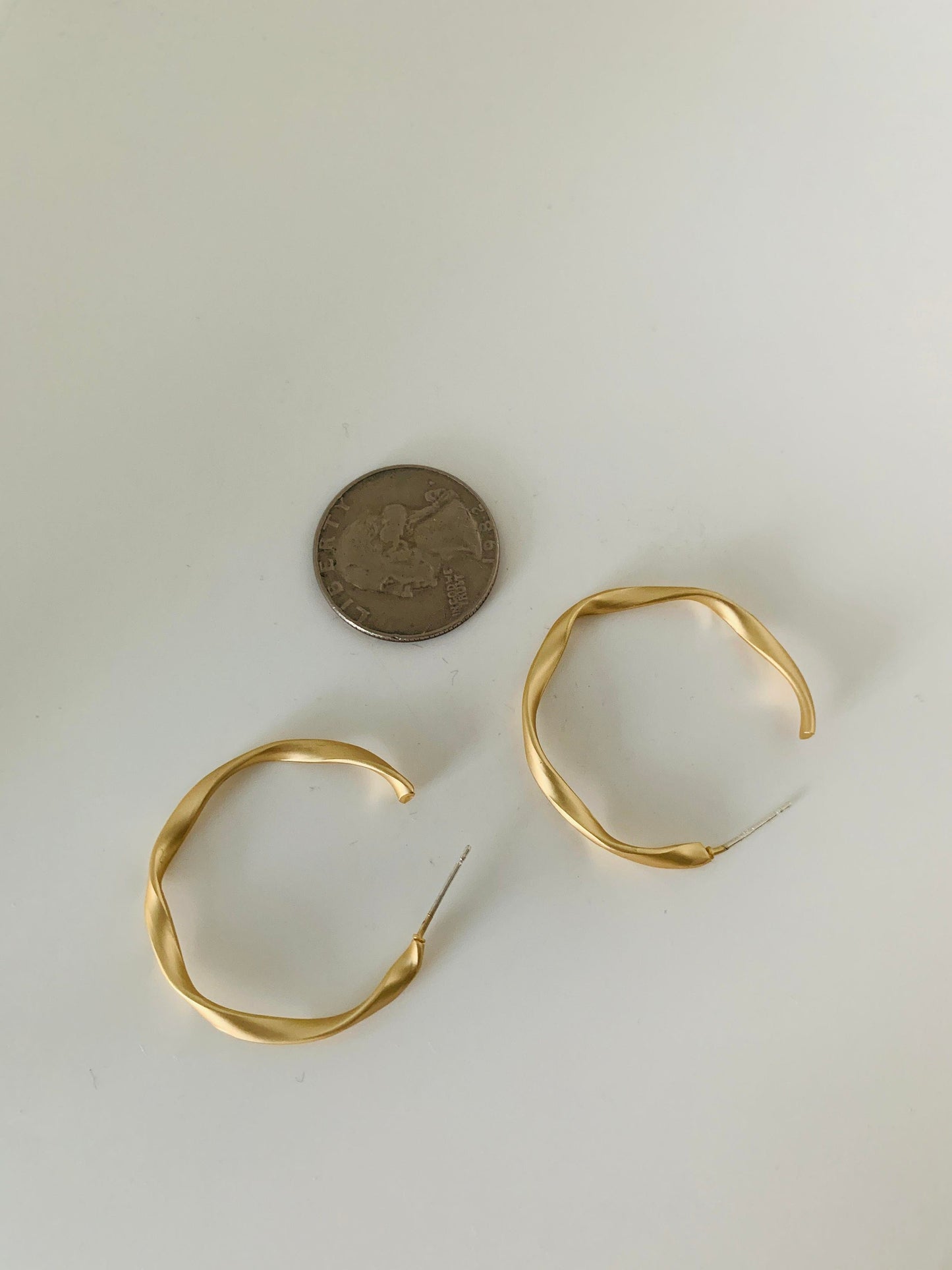 Minimalist Matte Gold Hoop Silver Post Earrings