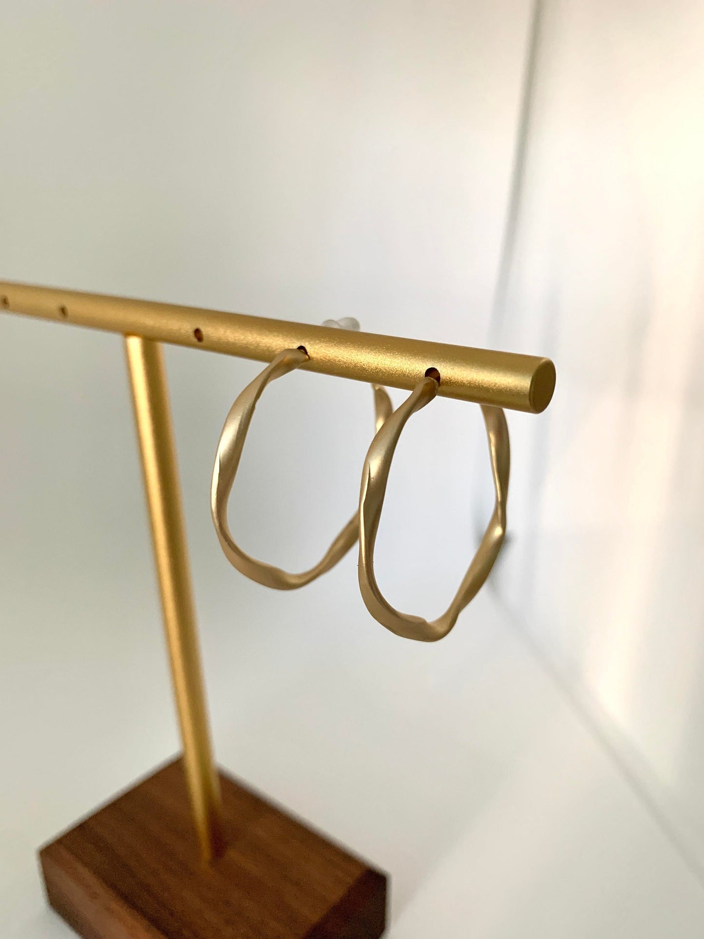 Minimalist Matte Gold Hoop Silver Post Earrings