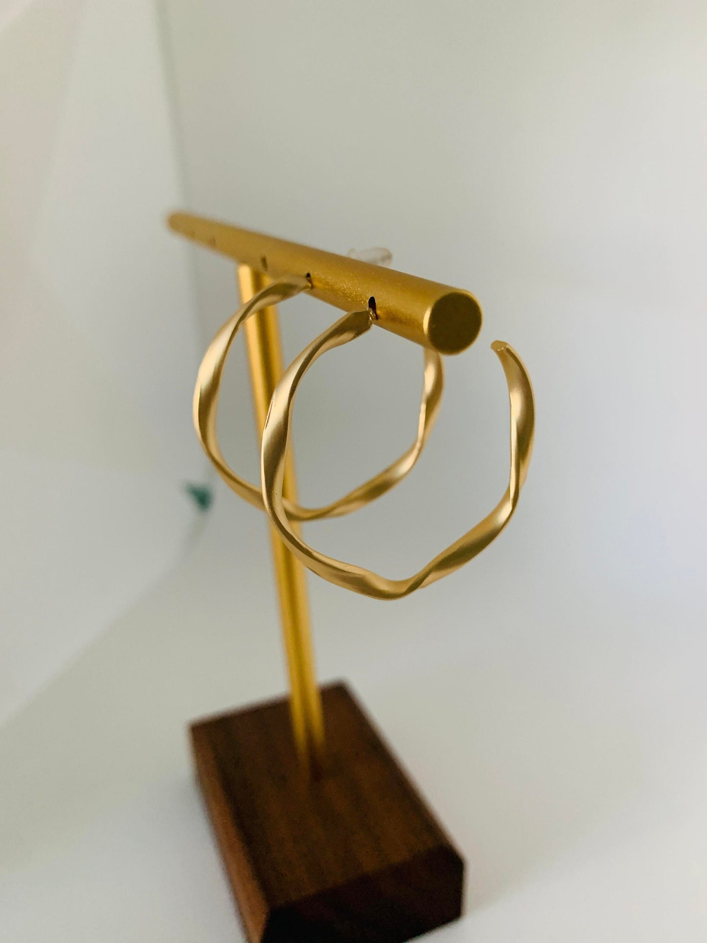 Minimalist Matte Gold Hoop Silver Post Earrings