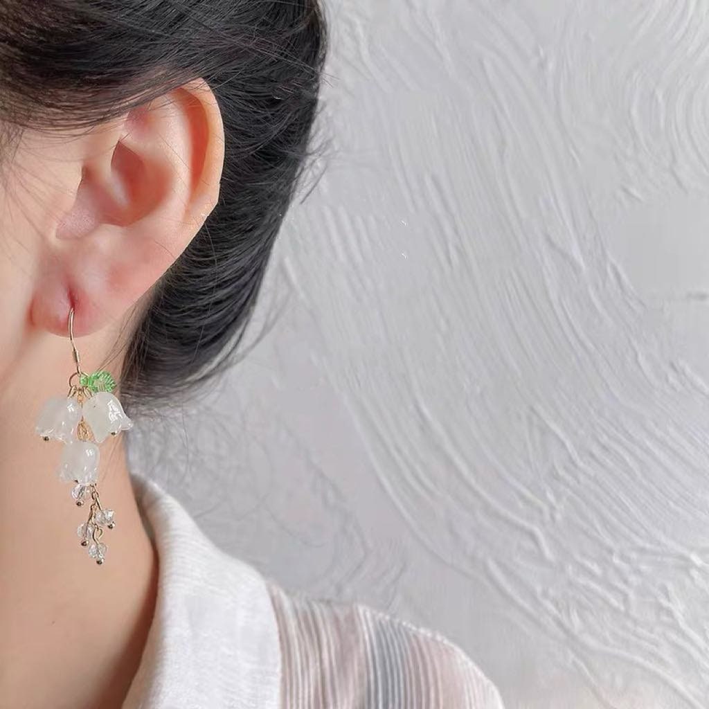 Glass Bead Lily of the Valley Earrings