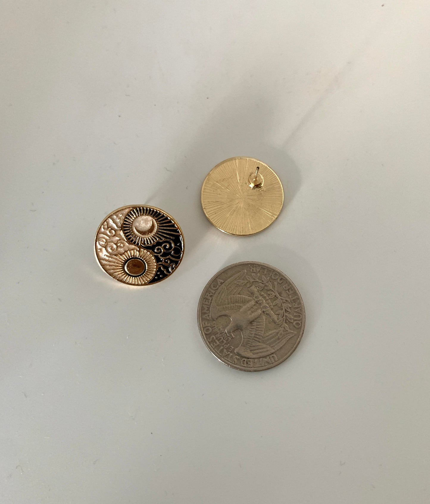 Sun and Moon Yin Yang Stud Earrings