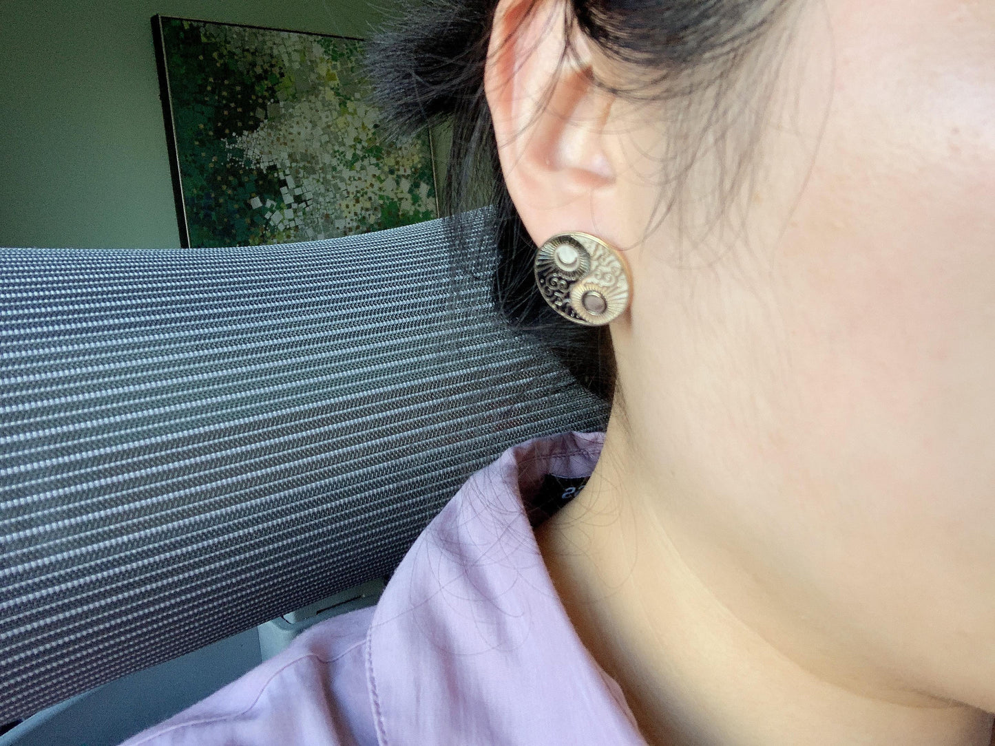 Sun and Moon Yin Yang Stud Earrings
