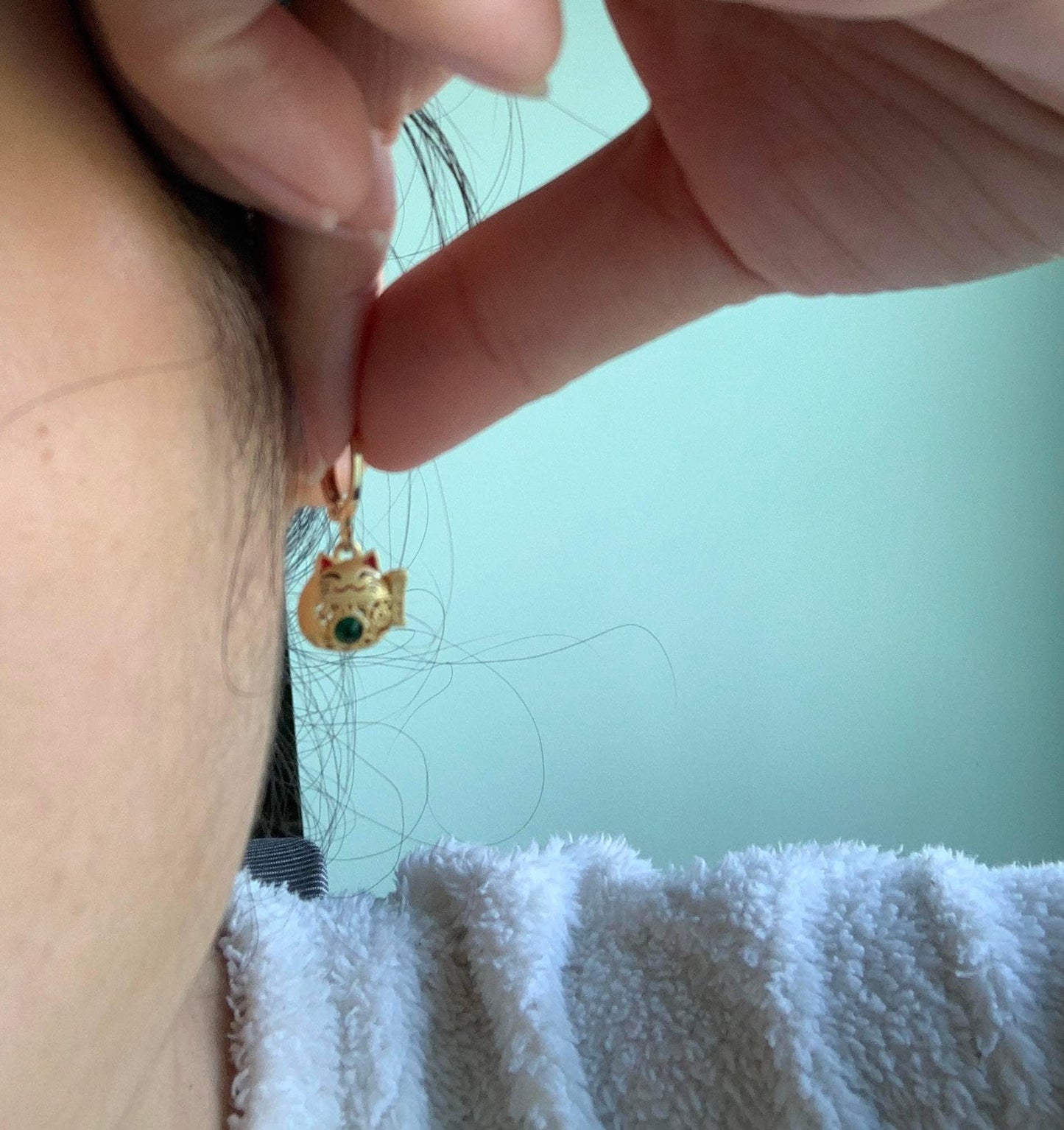 Unique Lucky Cat Drop Earrings