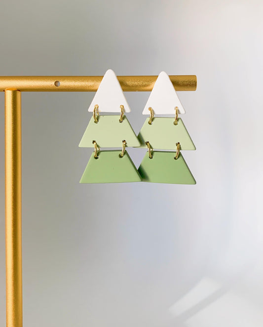Green Triangle Earrings (Lightweight)