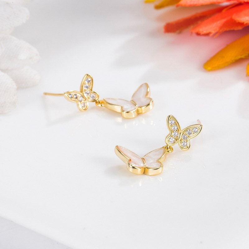 Dainty Butterfly Drop Earrings
