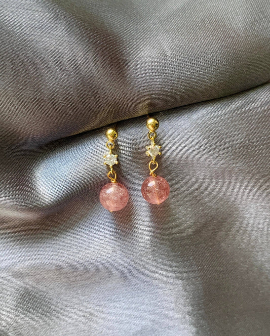 Dainty Pink Fluorite Dangle Earrings