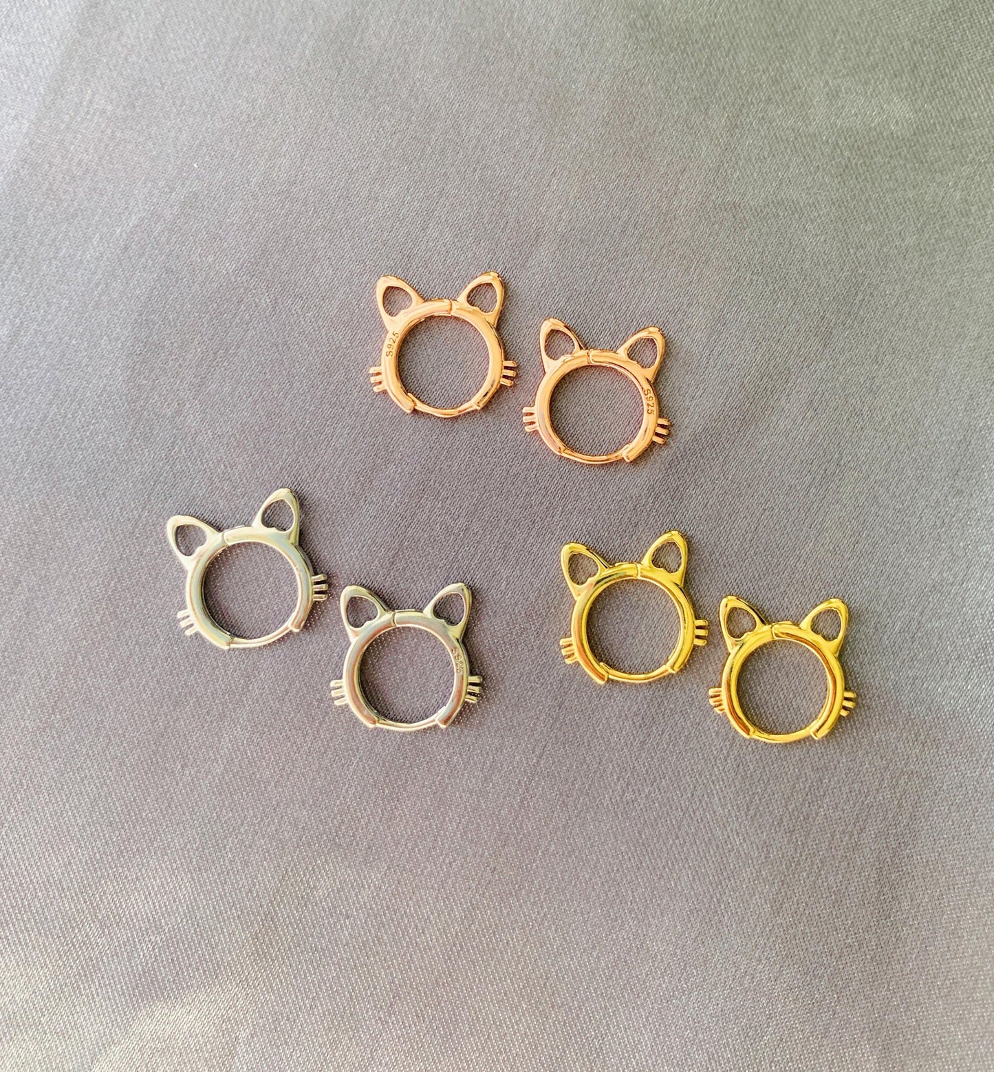 Unique Cat Huggie Hoop Earrings