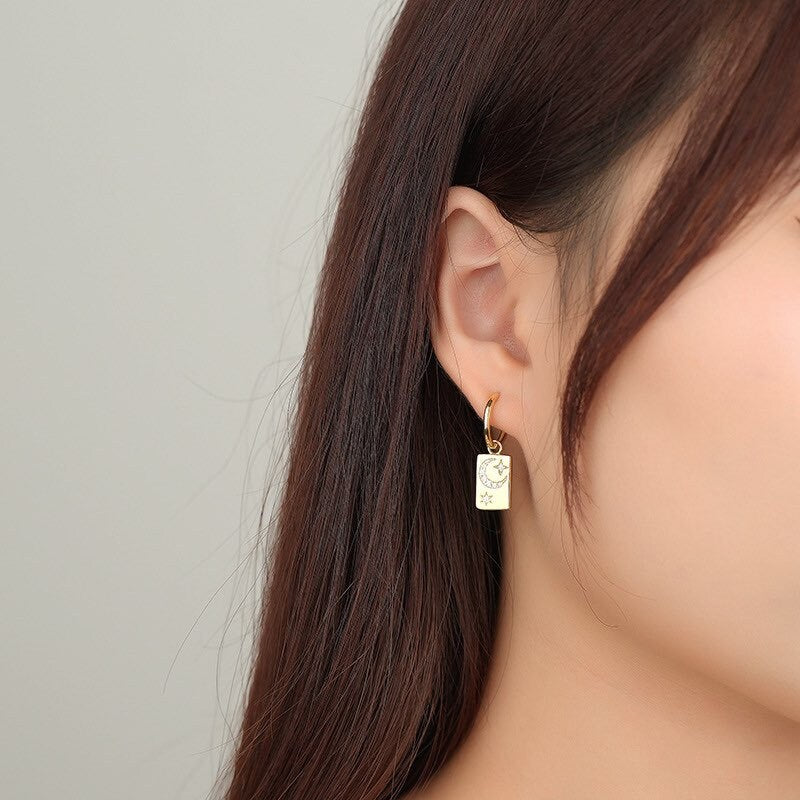Dainty Celestial Huggie Hoop Earrings