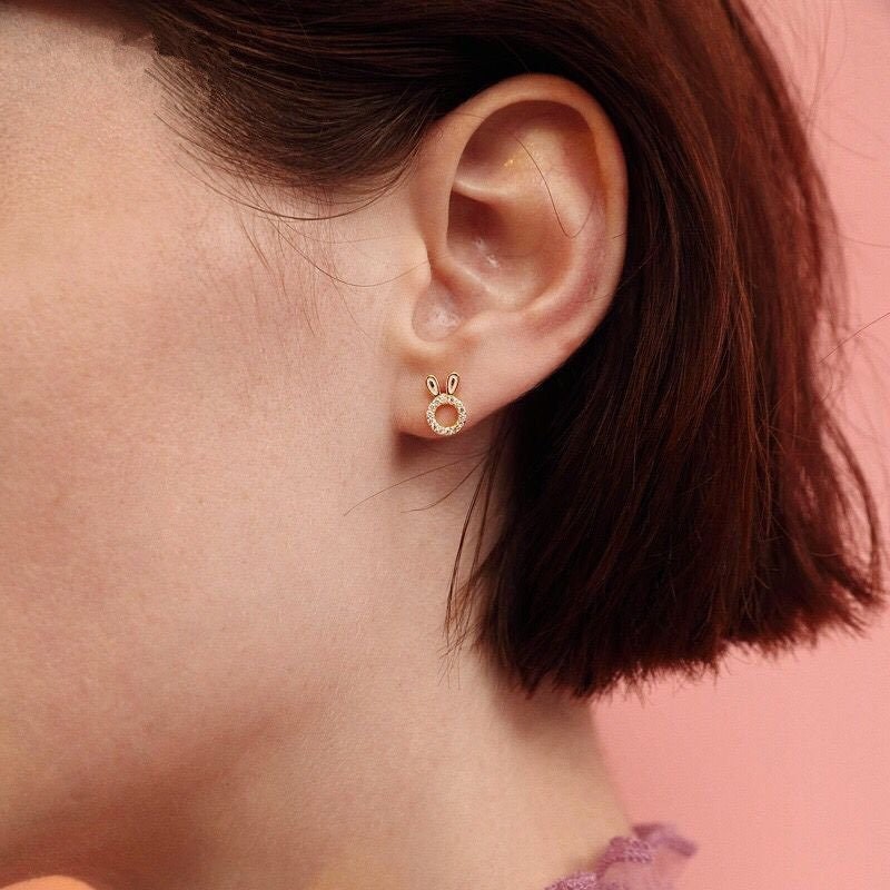 Dainty Bunny and Carrot Stud Earrings