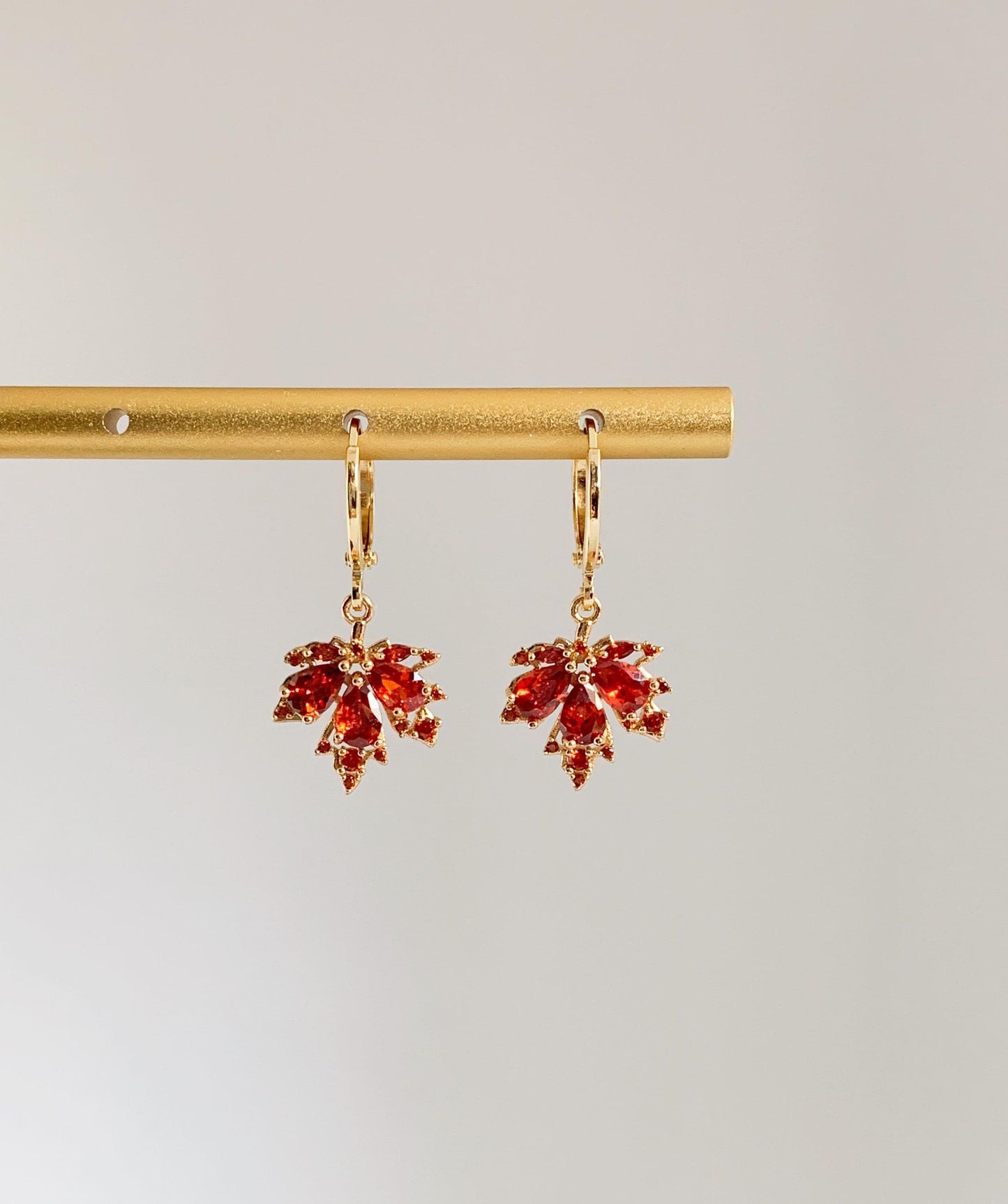 Dainty Maple Leaf Hoop Earrings