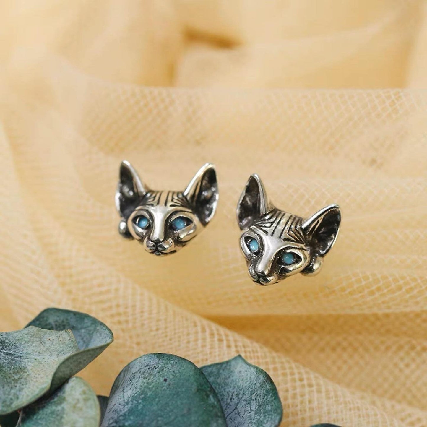 Unique Sphynx Cat Stud Earrings