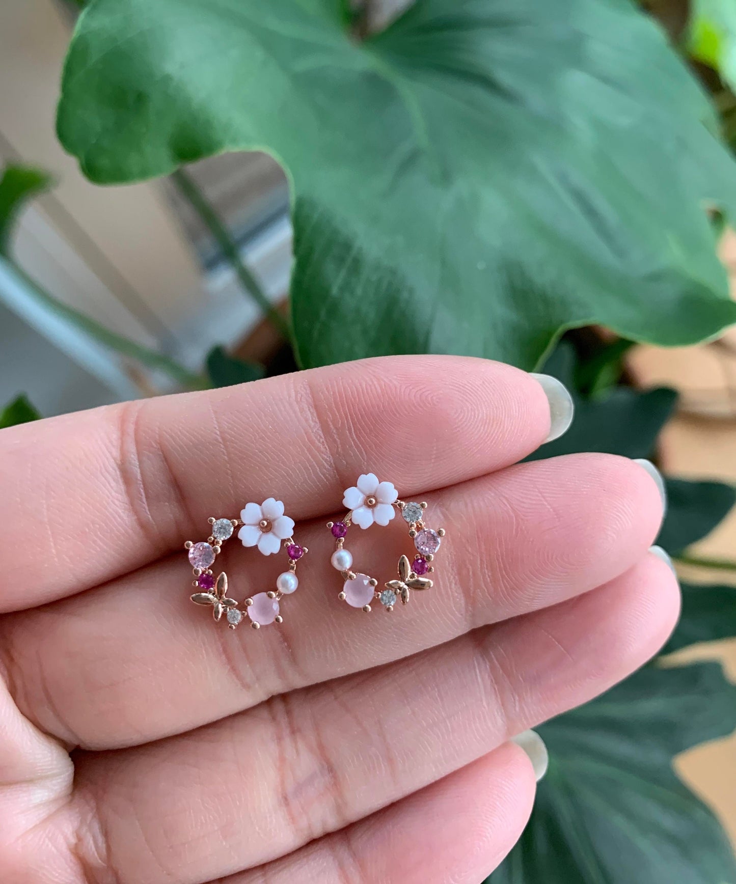 Dainty Flower Wreath Stud Earrings