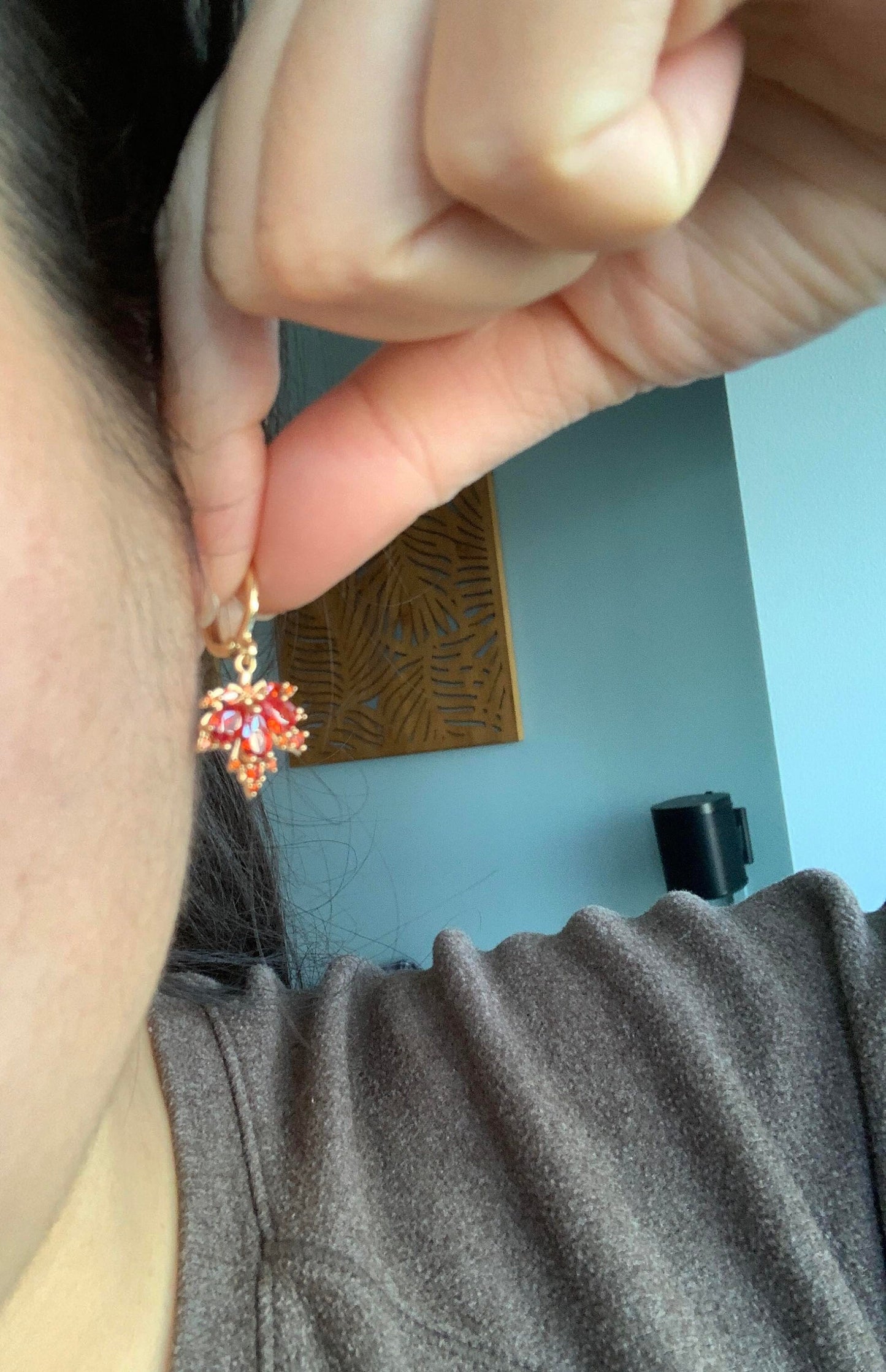 Dainty Maple Leaf Hoop Earrings