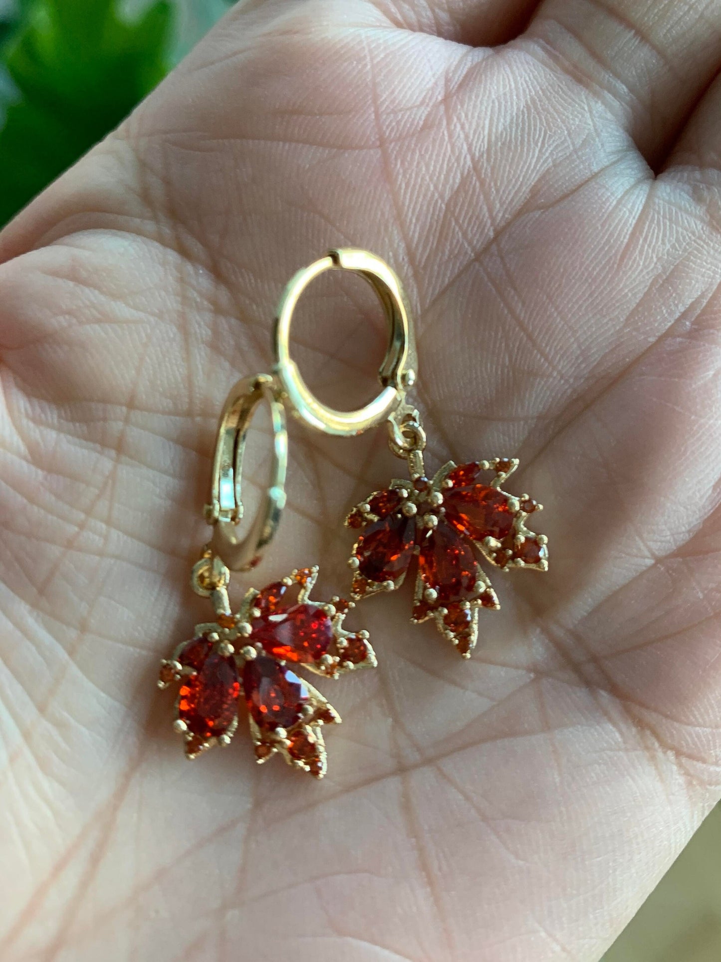 Dainty Maple Leaf Hoop Earrings