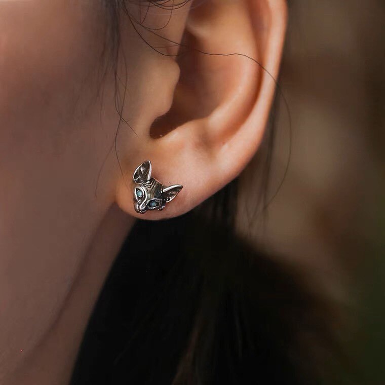 Unique Sphynx Cat Stud Earrings