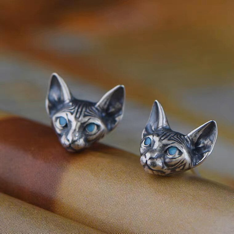 Unique Sphynx Cat Stud Earrings