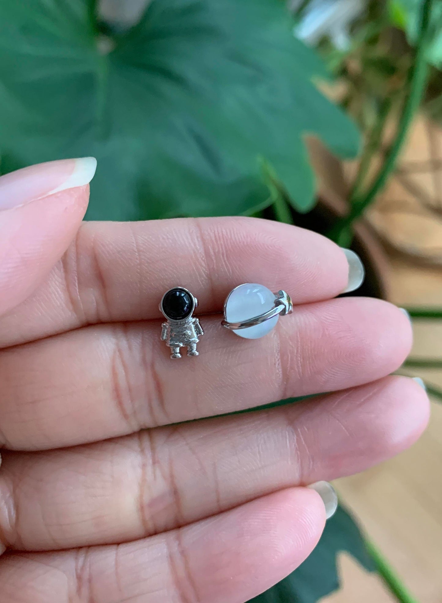 Astronaut and Moon Stud Earrings