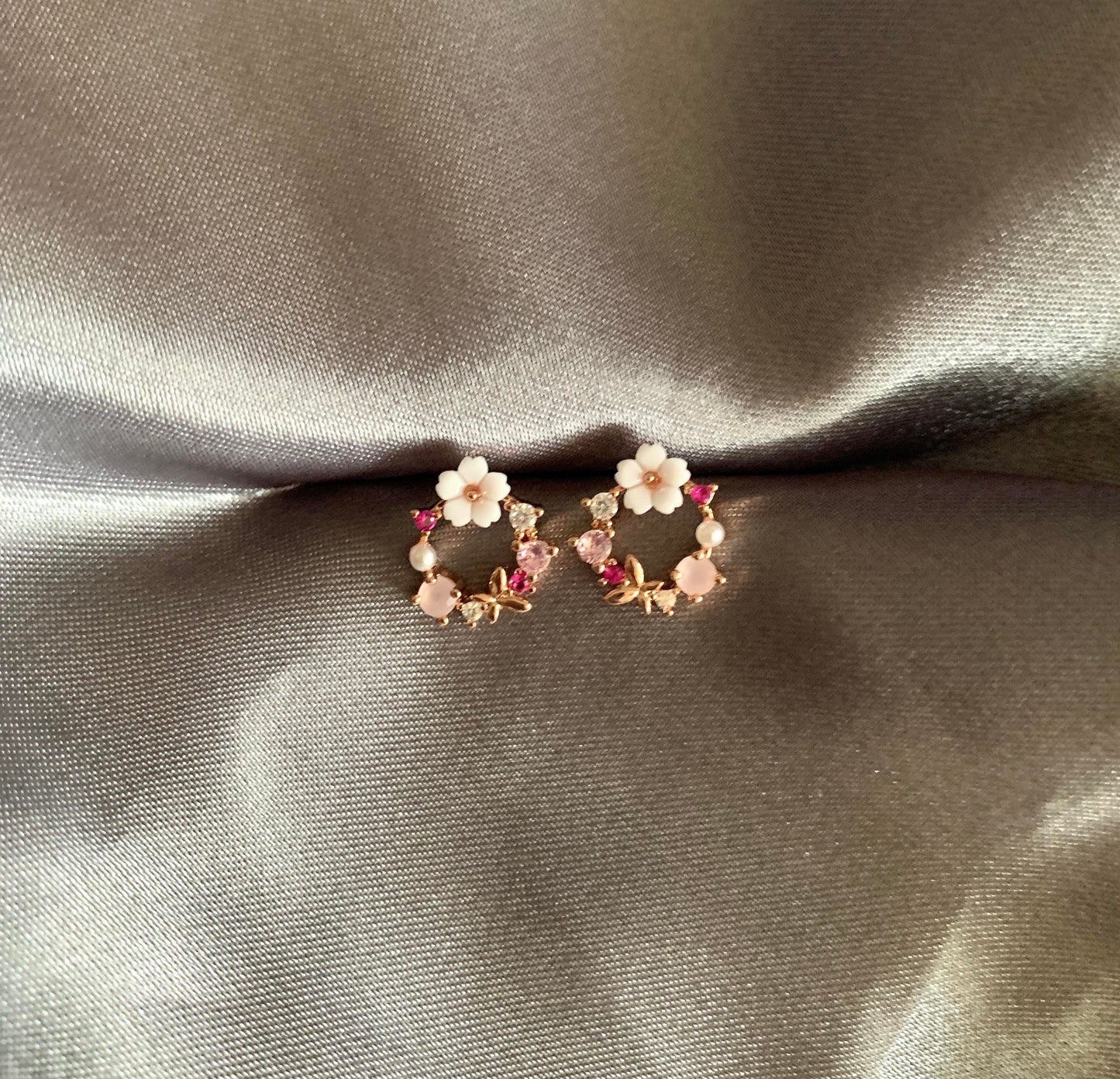 Dainty Flower Wreath Stud Earrings
