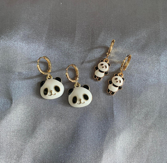 Unique Panda Hoop Earrings