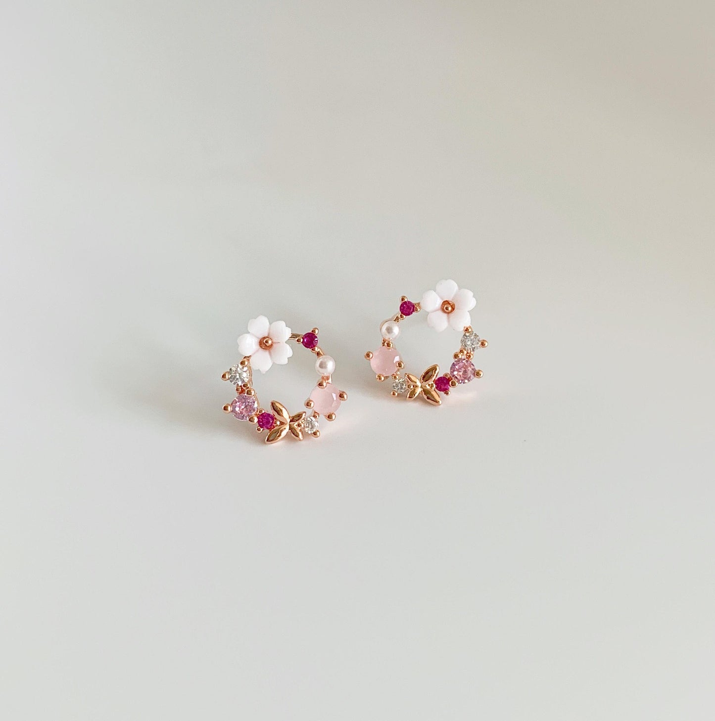 Dainty Flower Wreath Stud Earrings