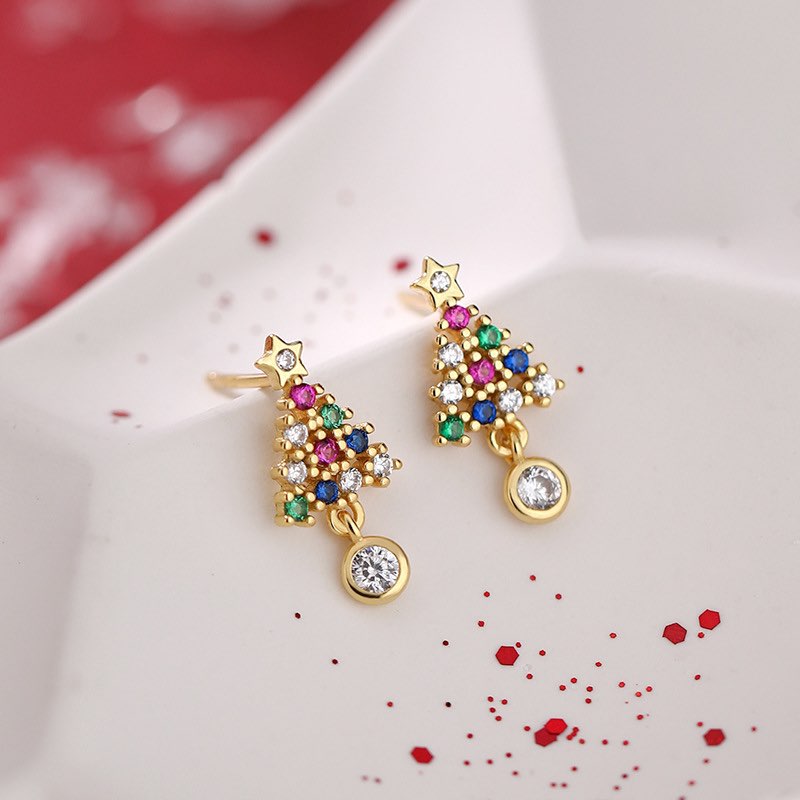 Dainty Mini Christmas Tree Stud Earrings