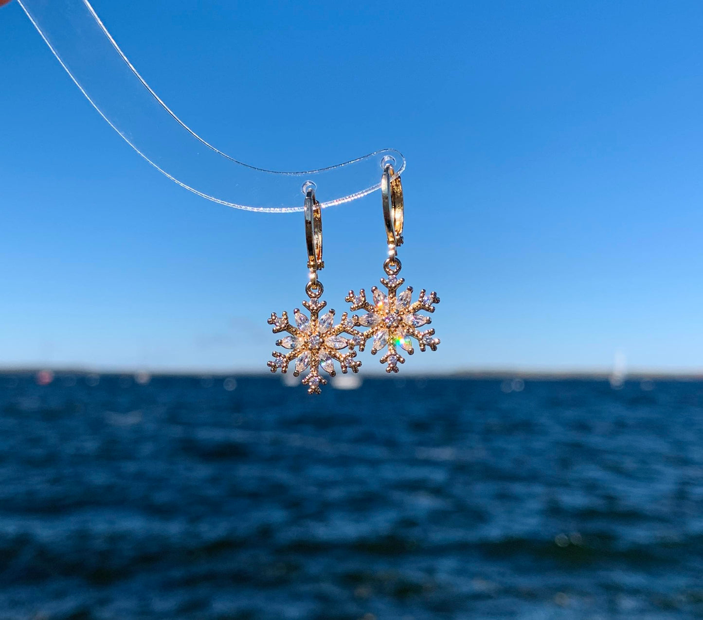 Dainty Snowflake Dangle Earrings