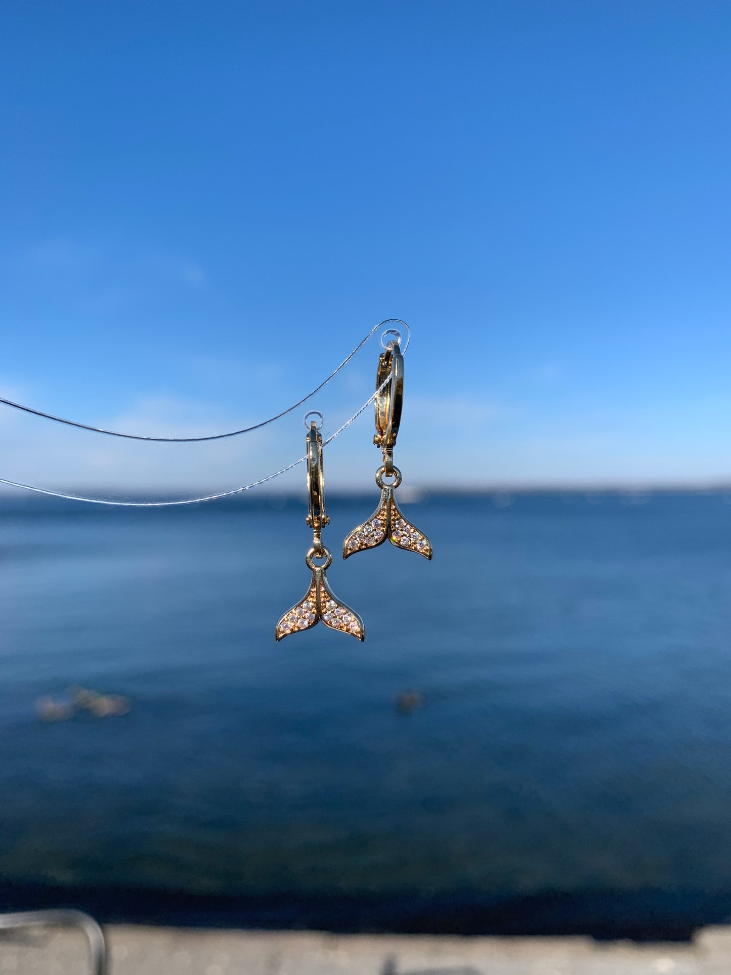 Dainty Whale Tail Huggie Hoop Earrings