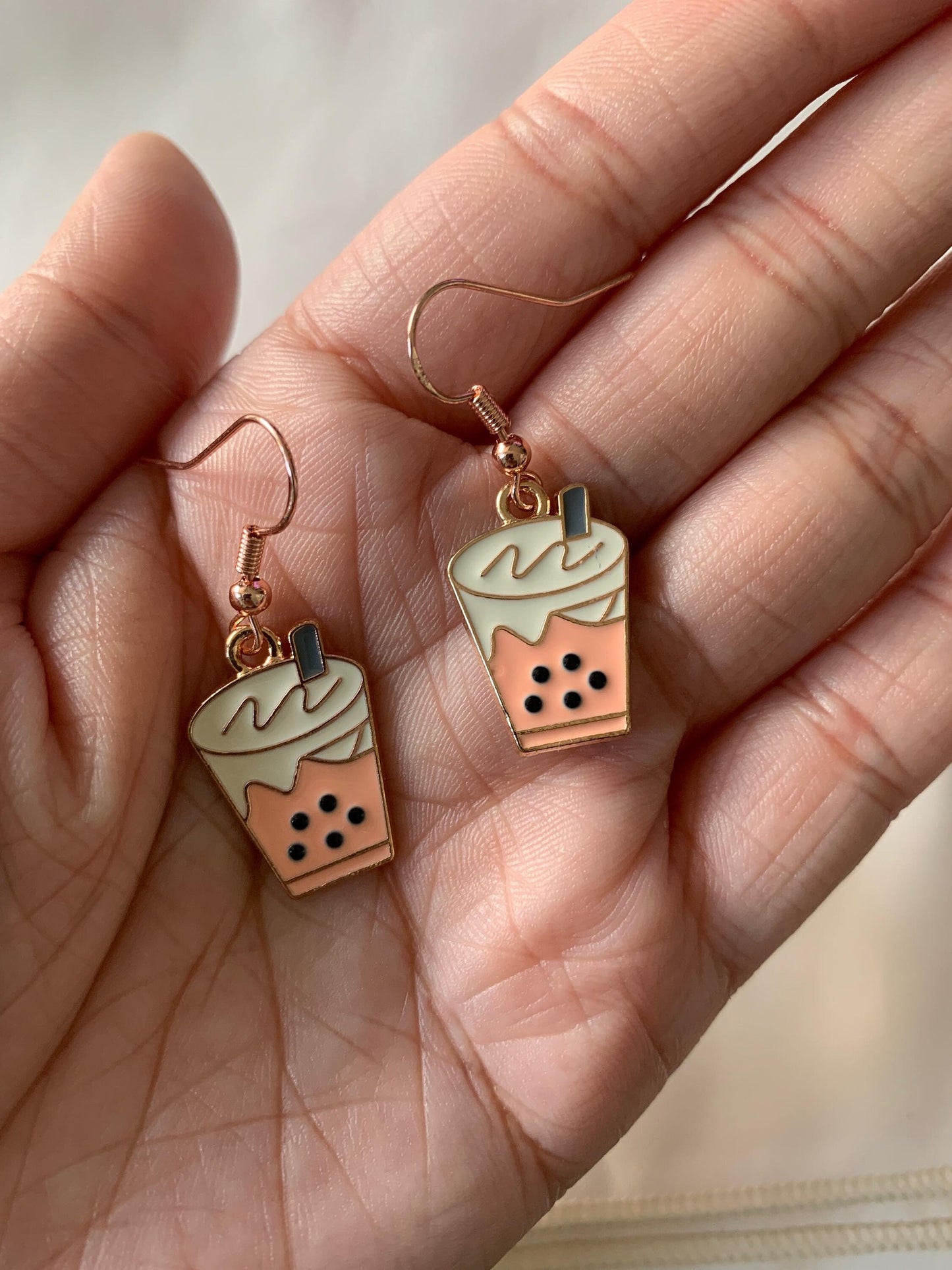 Unique Bubble Tea Huggie Earrings