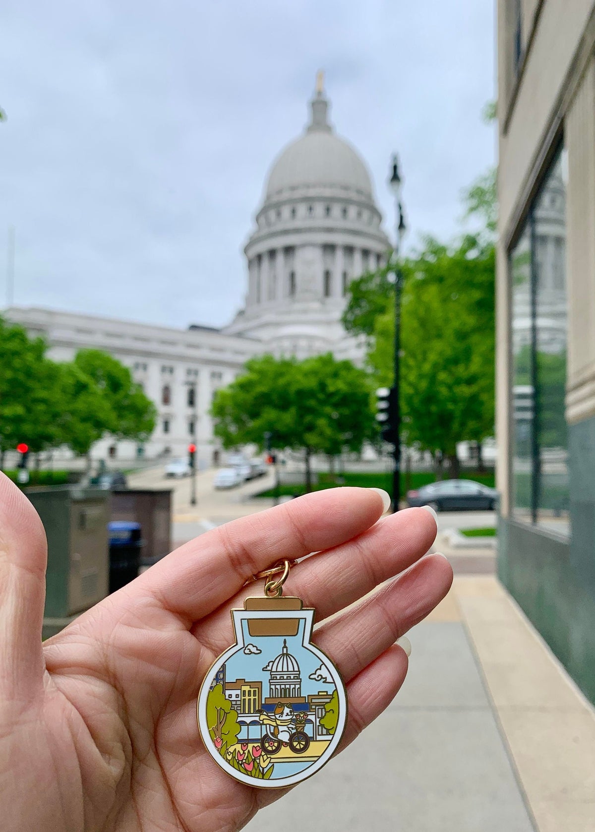 Wisconsin Keychain Original Design Bike Ride in Madison Wisconsin Keychain – HolyGuacamolly