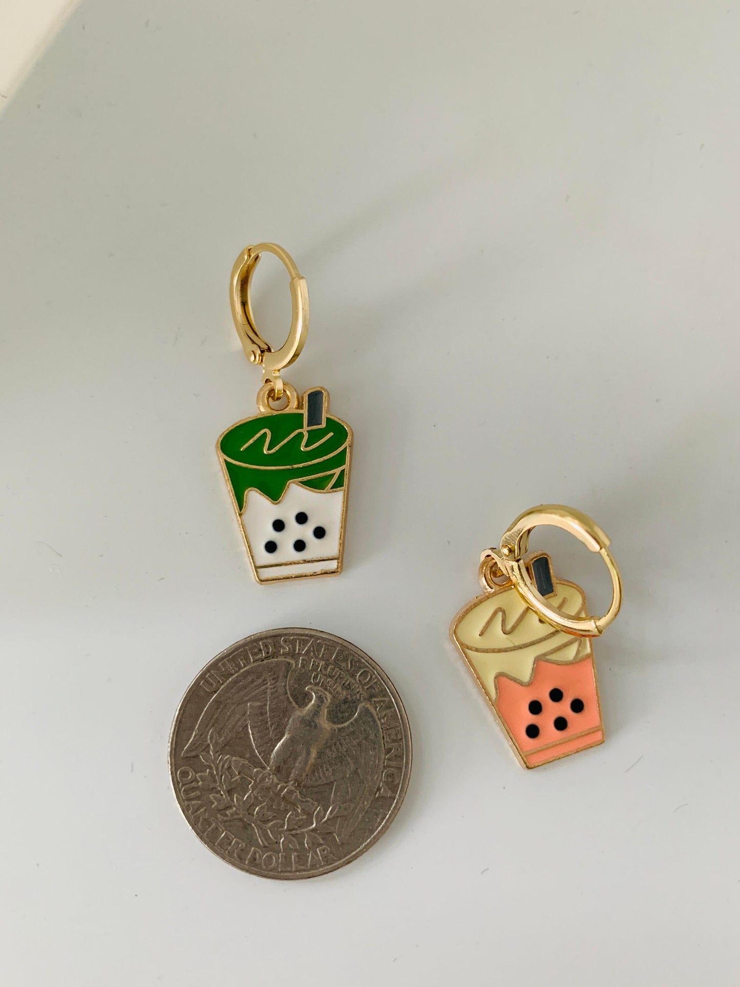 Unique Bubble Tea Huggie Earrings