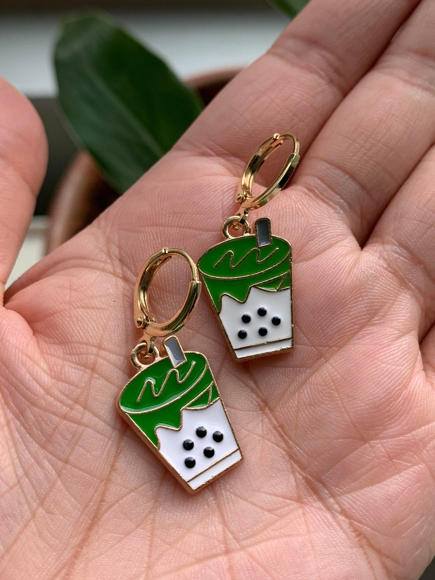 Unique Bubble Tea Huggie Earrings