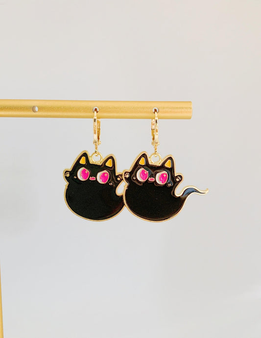 Halloween Black Cat Ghost Earrings