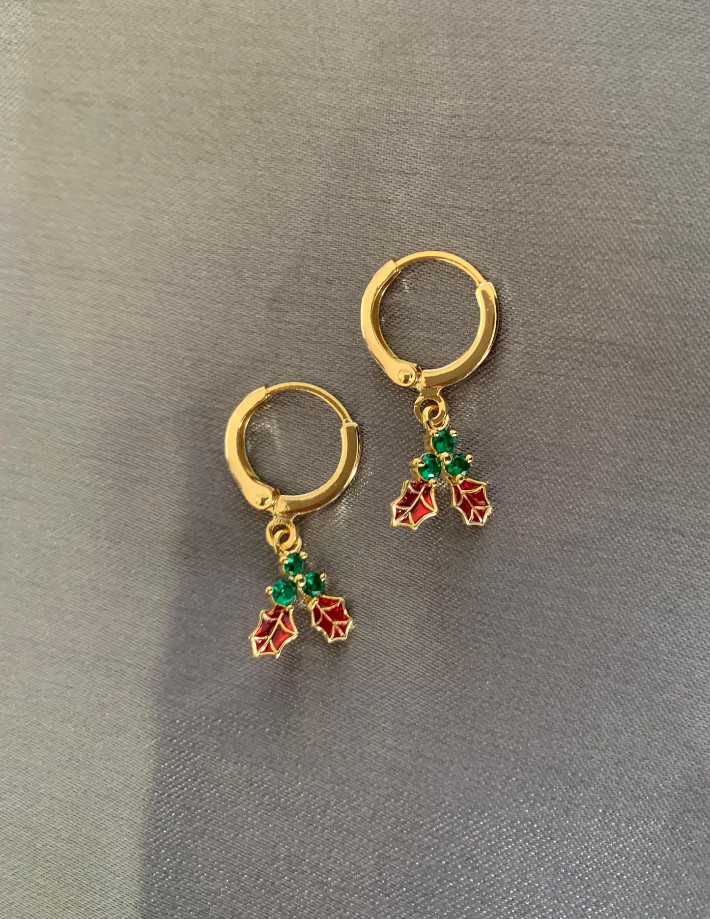 Dainty Mistletoe Huggie Earrings