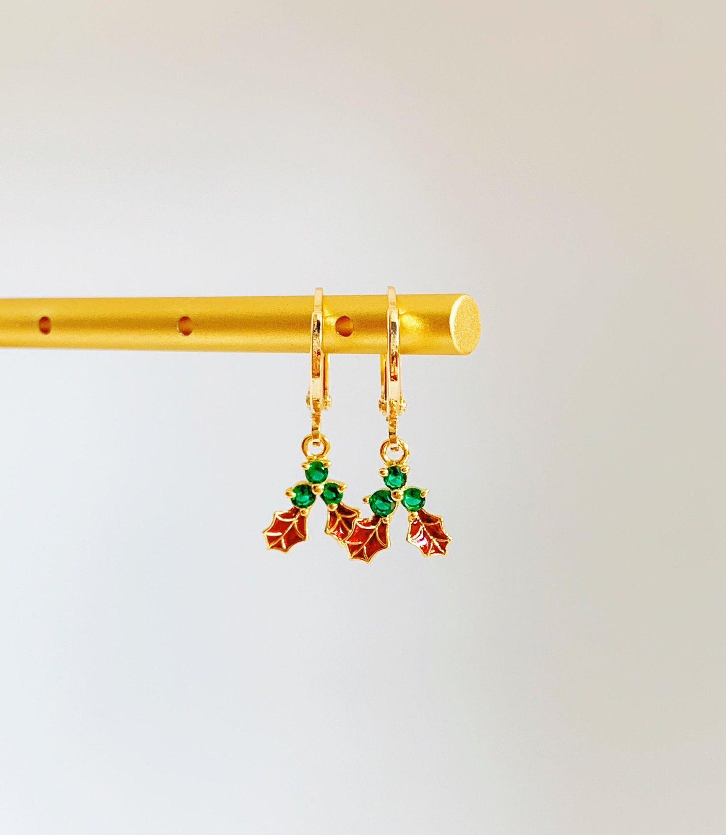 Dainty Mistletoe Huggie Earrings