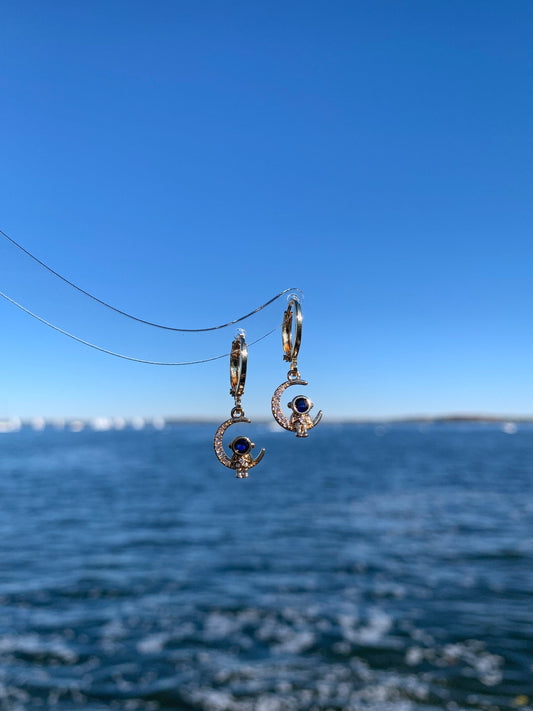 Dainty Astronaut Huggie Earrings