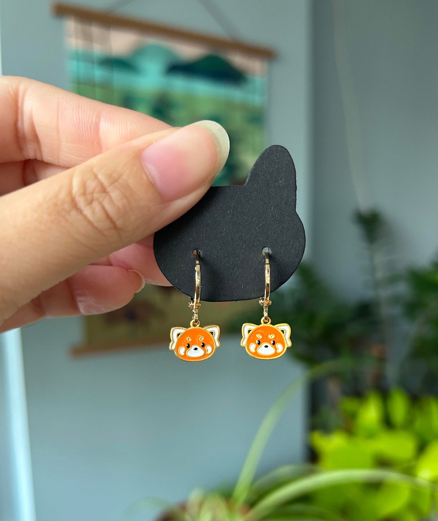 Unique Red Panda Earrings