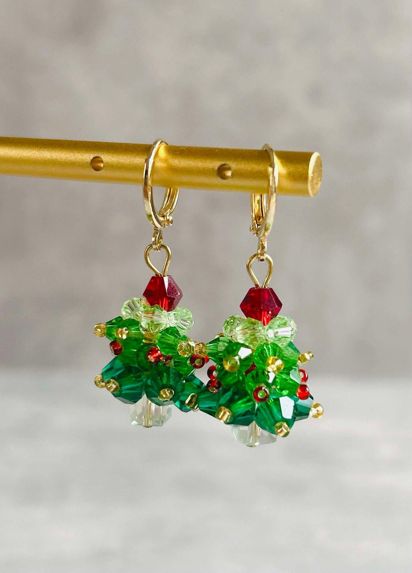 Beaded Christmas Tree Earrings