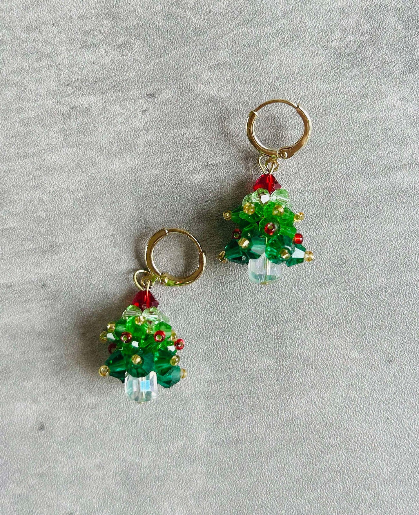 Beaded Christmas Tree Earrings