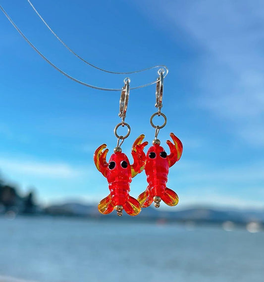 Unique Glass Lobster Earrings