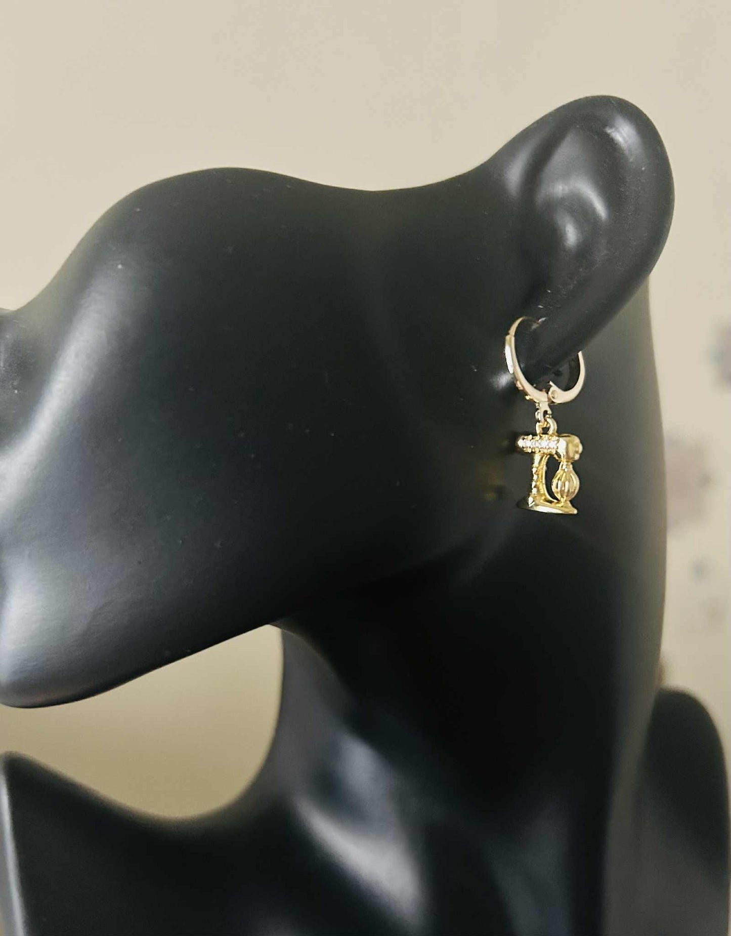 Mismatched 14K Gold Plated Kitchen Mixer and Whisk Earrings